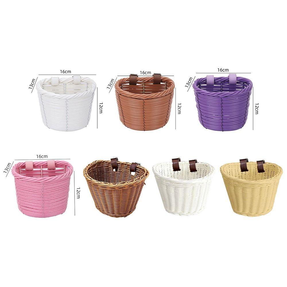 Retro Woven Front Riding Basket 7 Styles Walking Tool Storage Basket