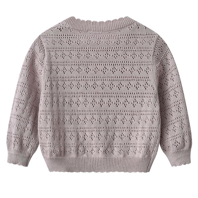 Korean Children's Round Neck Hollow Baby Sweater Jacket Spring and Summer Thin Girls Knitted Cardigan