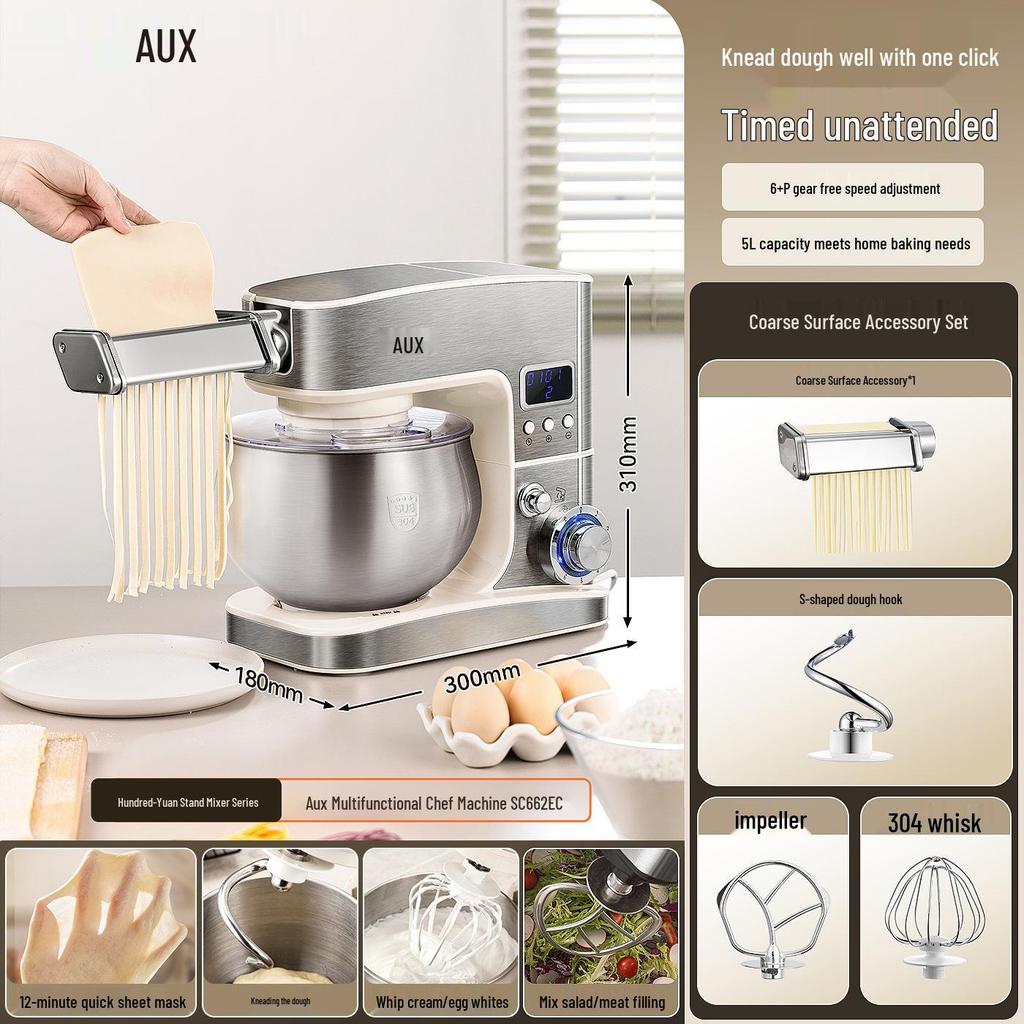 Oakes Multifunctional Chef Machine: Automatic Dough Mixer, Whipping, Kneading, Slicing, Juicing, and Extruding.