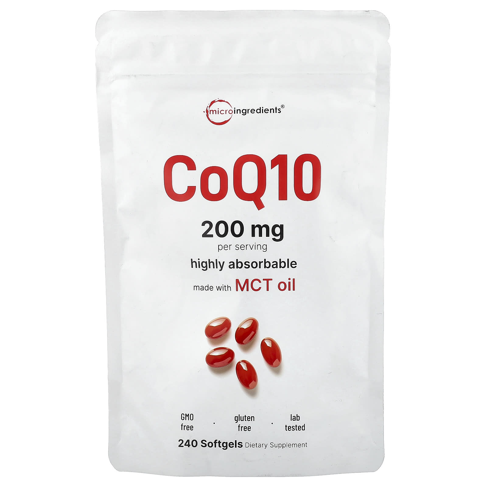

Micro Ingredients, CoQ10, 240 Softgels (100mg per softgel)