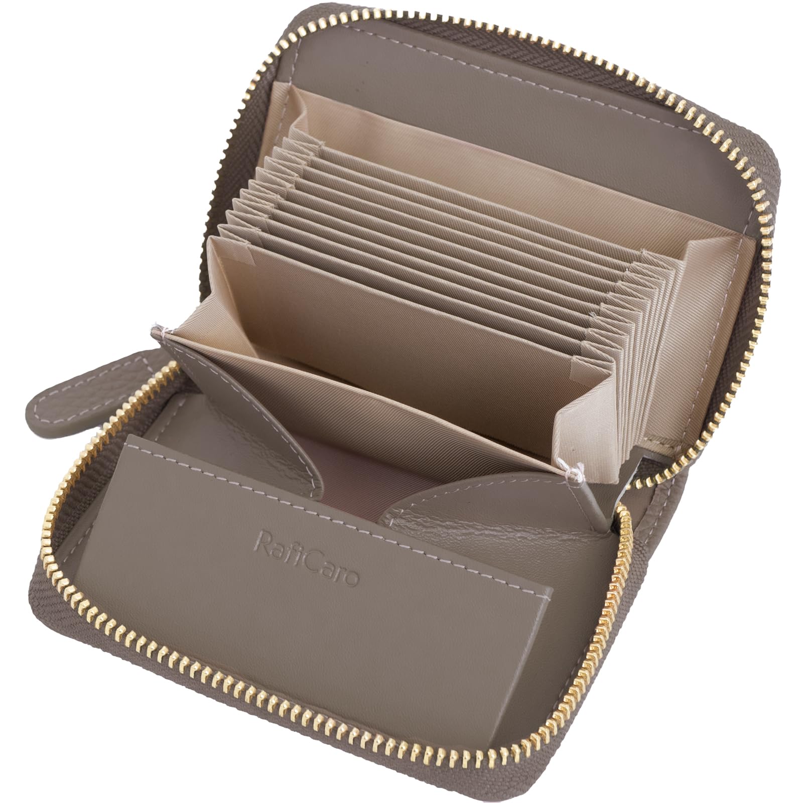 

Mini Holds Bills Bifold Wallet for Men and Large Card Coin YKK Cowhide Small Greige [RafiCaro] Wallet, Folding, Women, Capacity, Accordion-Style Case,