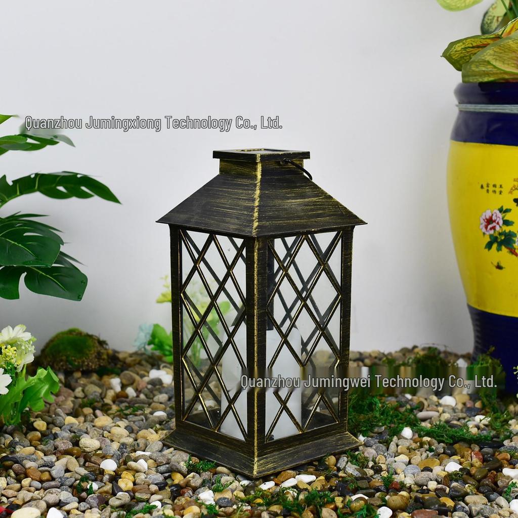 LED Solar Candle Glass Lantern for Outdoor Garden or Courtyard in European Style