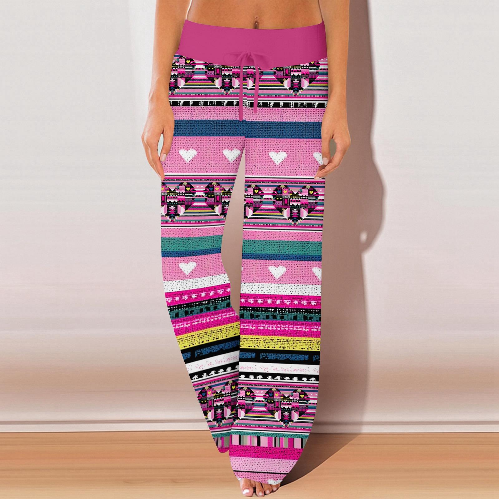 

Женские пижамные штаны, одежда для сна, повседневные брюки с эластичной резинкой на талии, удобные прямые свободные брюки для йоги L горячий розовый