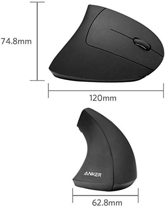 Anker Wireless Mouse Wireless 800 1200 1600 DPI 5 Buttons Optical Ergonomic Design Right Hand Compatible 2.4G (Vertical Mouse) / / Windows/MacOS
