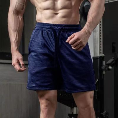 Men's Trendy Elastic Waist Mesh Shorts Quick-Dry Fabric Gray Gym Training Sports Shorts