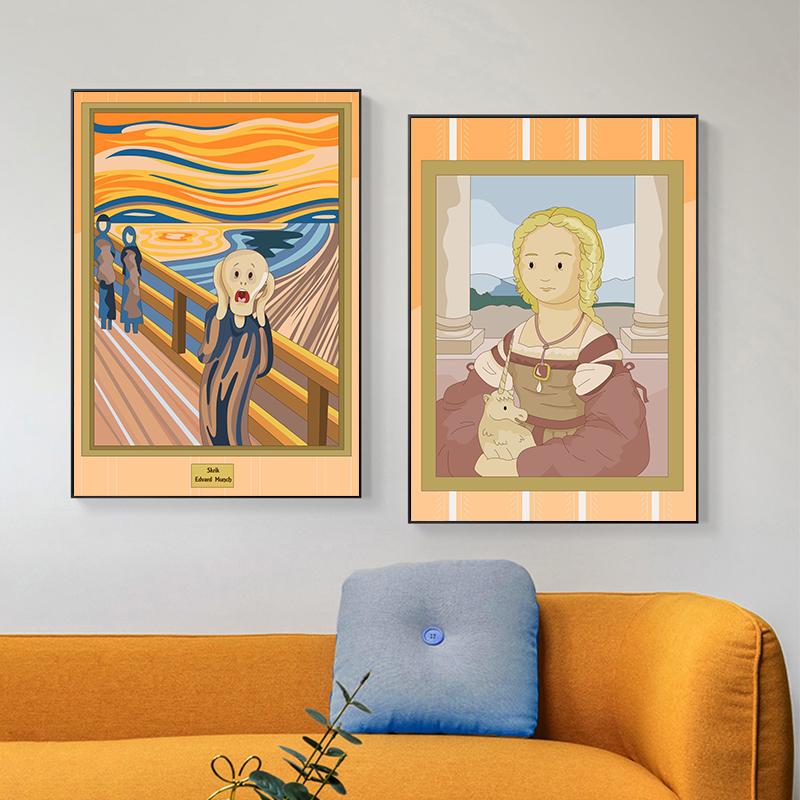 Pictură faimoasă drăguță, poster de artă din desene animate și imprimeuri, picturi pe pânză, artă de perete pentru sufragerie, decorarea casei