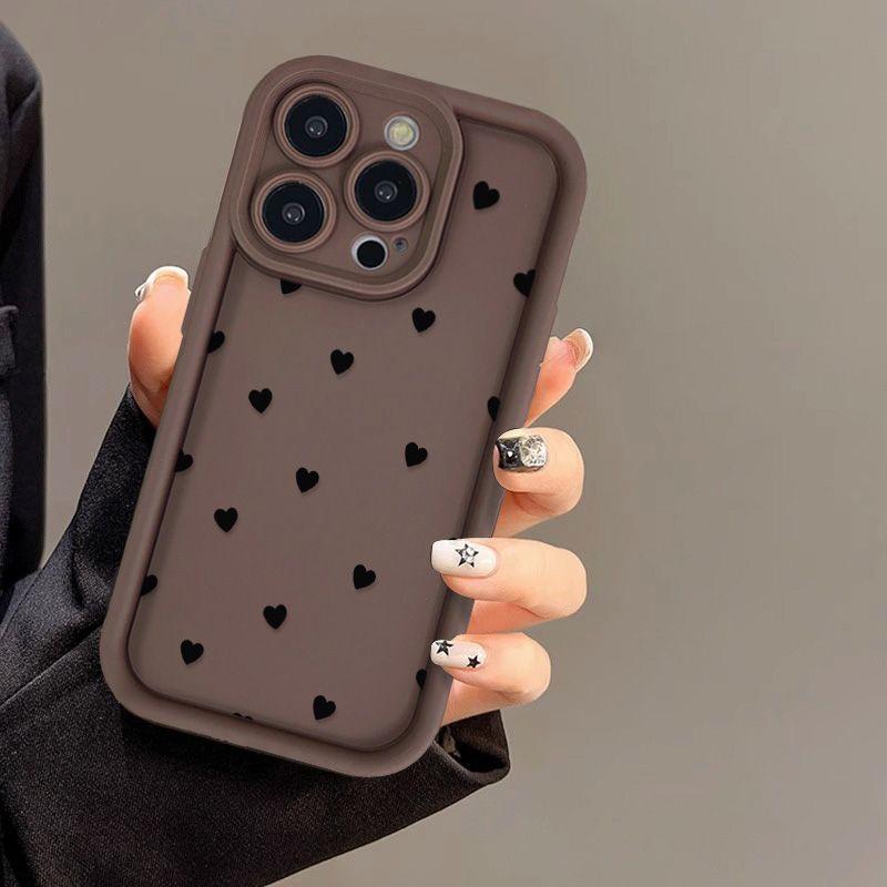 Black little heart for iPhone17PorMax phone case 14 Apple 13 matte 12/15 Premium 11