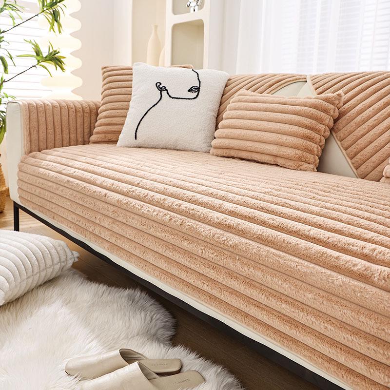 Winter Luxury Rabbit Plush Sofa Cushion - Non-slip, Thickened Cover in Simple French Style