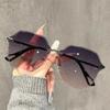 Trendy Oversized Sunglasses Men Women Fashion Retro Large Rimless Sun Glasses New Gradient Outdoor Eye Protection Glasses