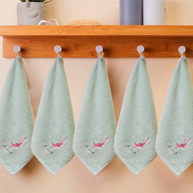 5 шт. Хлопковое маленькое квадратное полотенце мультяшное вышитое однотонное с крючком детское квадратное полотенце