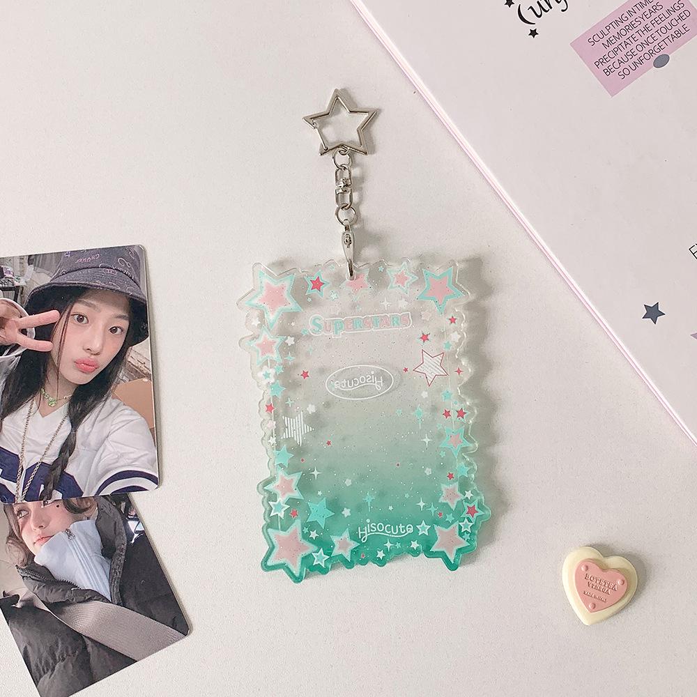 

Clear Acrylic Access Card Holder with Keychain - Perfect for ID, Student Meal Cards, or Photos in Backpacks зелёный