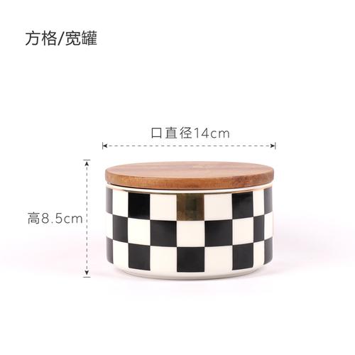 Ceramics Sealed Jar Wooden Cover Storage Tank Moisture-proof Storage Jar Candy Jar Food Container Decorative Jars Home Organizer