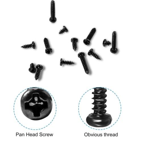 Zmbroll 450pcs Black Wood Screws, M3 Round Head, Self-Tapping Screws, Self-Drilling Metal Screw Kit, Mini Carbon Steel Electronic Screw Assortment