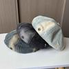 New Hole Washed Denim Beret Women Spring and Autumn New Internet Celebrity Retro Face Small Beret Versatile Casual