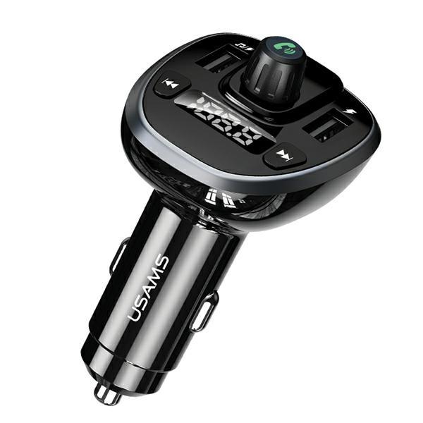 Usams Zestaw Głośnomówiący C21Z Transmiterem Fm, Bluetooth 5.0, Mp3, 2Xusb 3,4A Czarny/Black Cc115Gc01 (Us-Cc115)