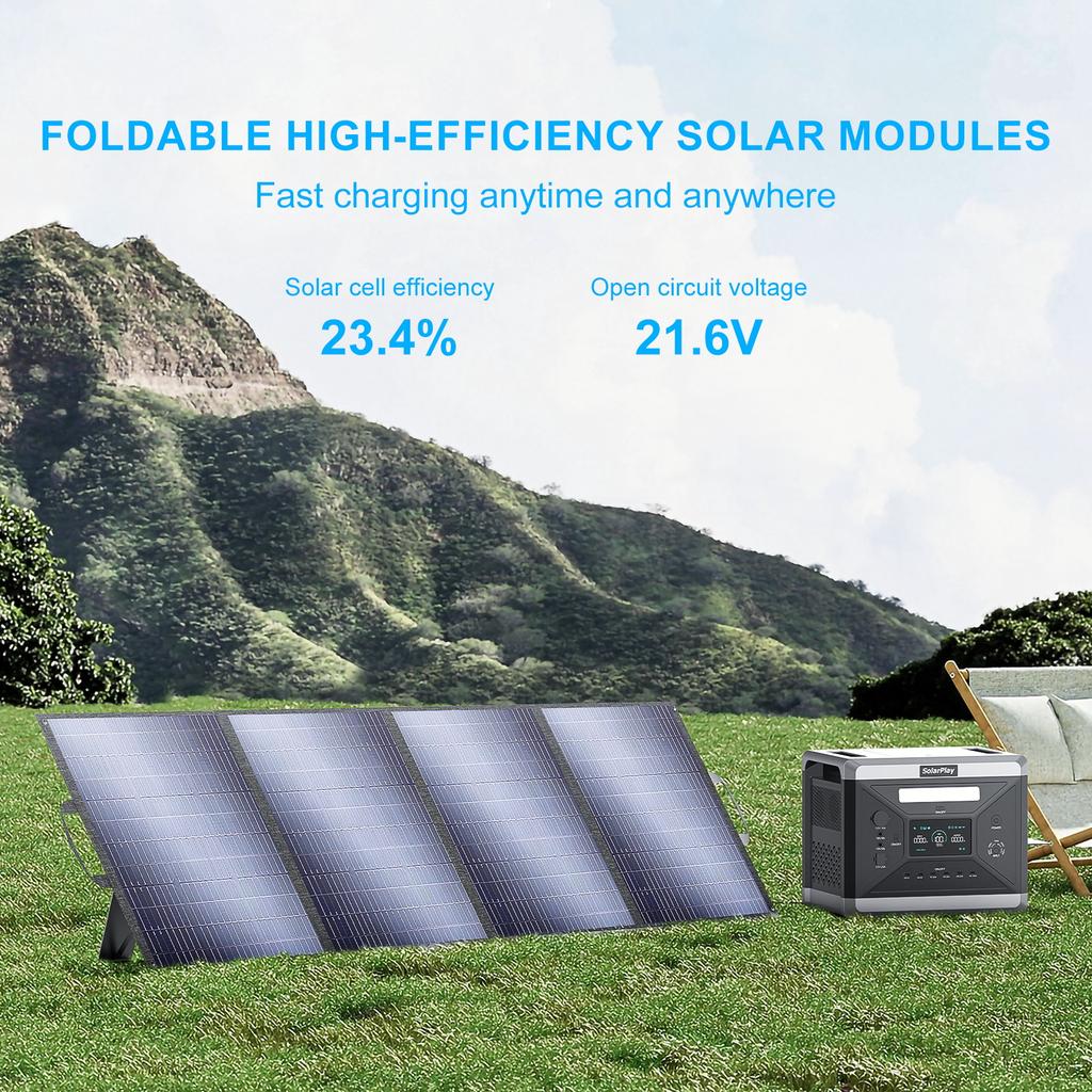 SolarPlay 400W Foldable Solar Panel Monocrystalline 23.4% High Efficiency ETFE Portable 6-Fold for RV Camping Power Station