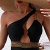 Damen Ein-Schulter Cutout Badeanzug: Europäische & Amerikanische High-End-Mode