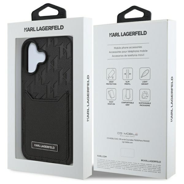 Karl Lagerfeld Klhcp16Spgkhprpk Iphone16 6.1 Czarny/Black Hardcase Cardslots Monogram