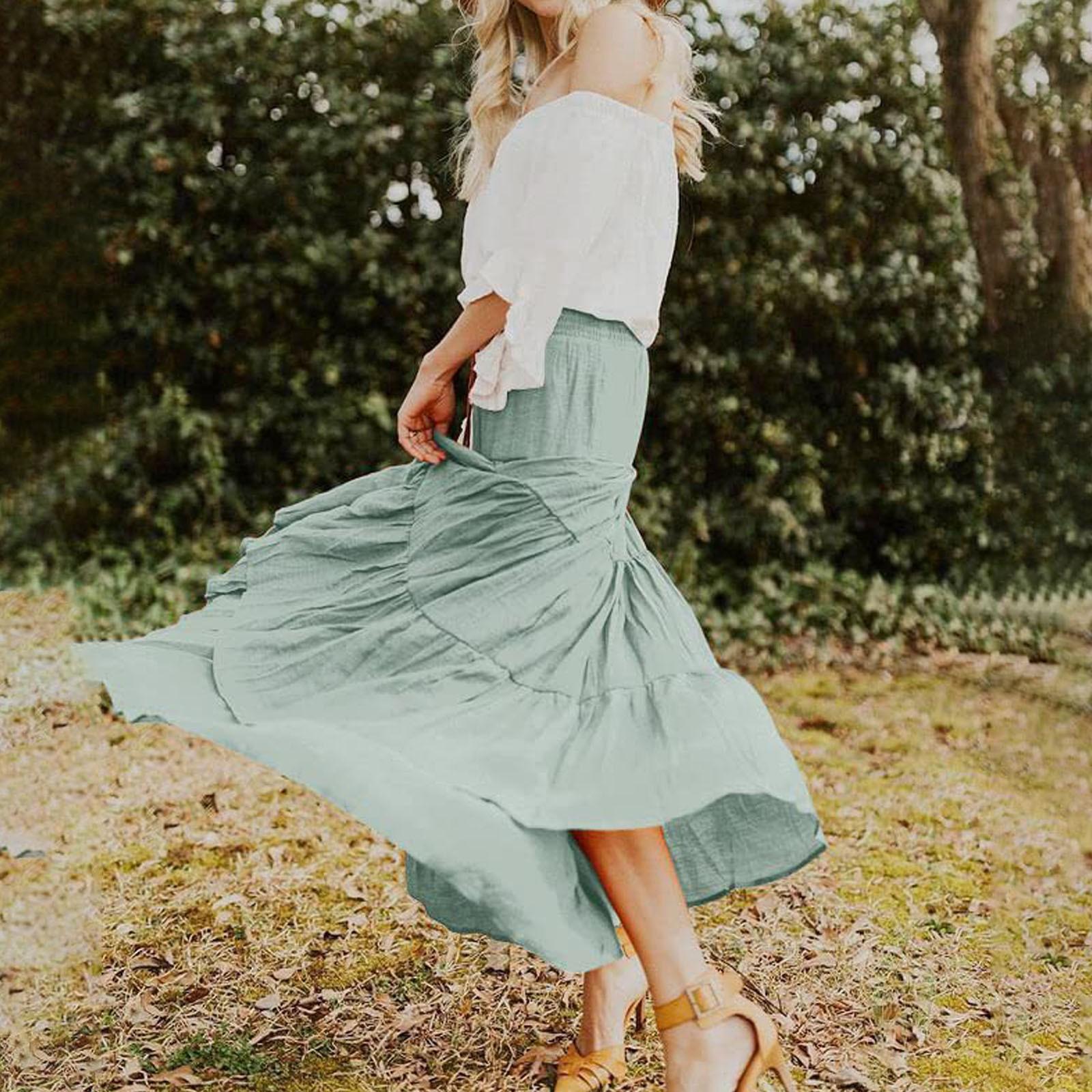 Женская юбка средней длины с высокой талией — фото 6