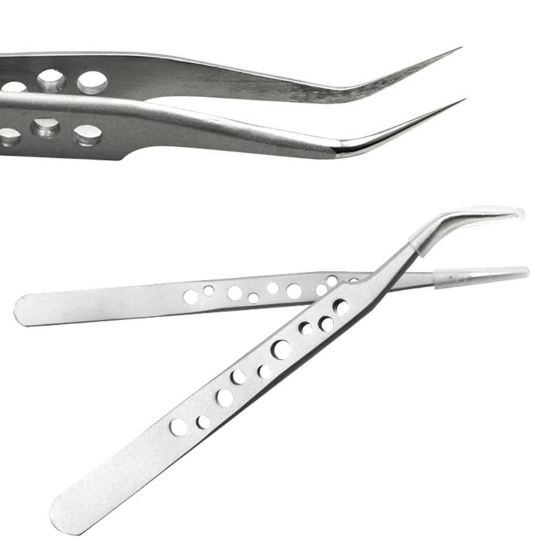 5Pcs Electronics Industrial Tweezers Anti-static ESD Curved Straight Tip Precision Stainless Steel Forceps Phone Repair