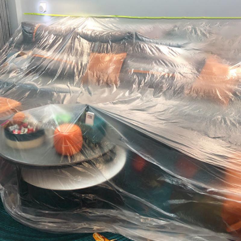 1Roll Pre-Taped Masking Film Blue Plastic Sheeting Automotive Washi Tape No Residue Painters Plastic Drop Cloth For Painting