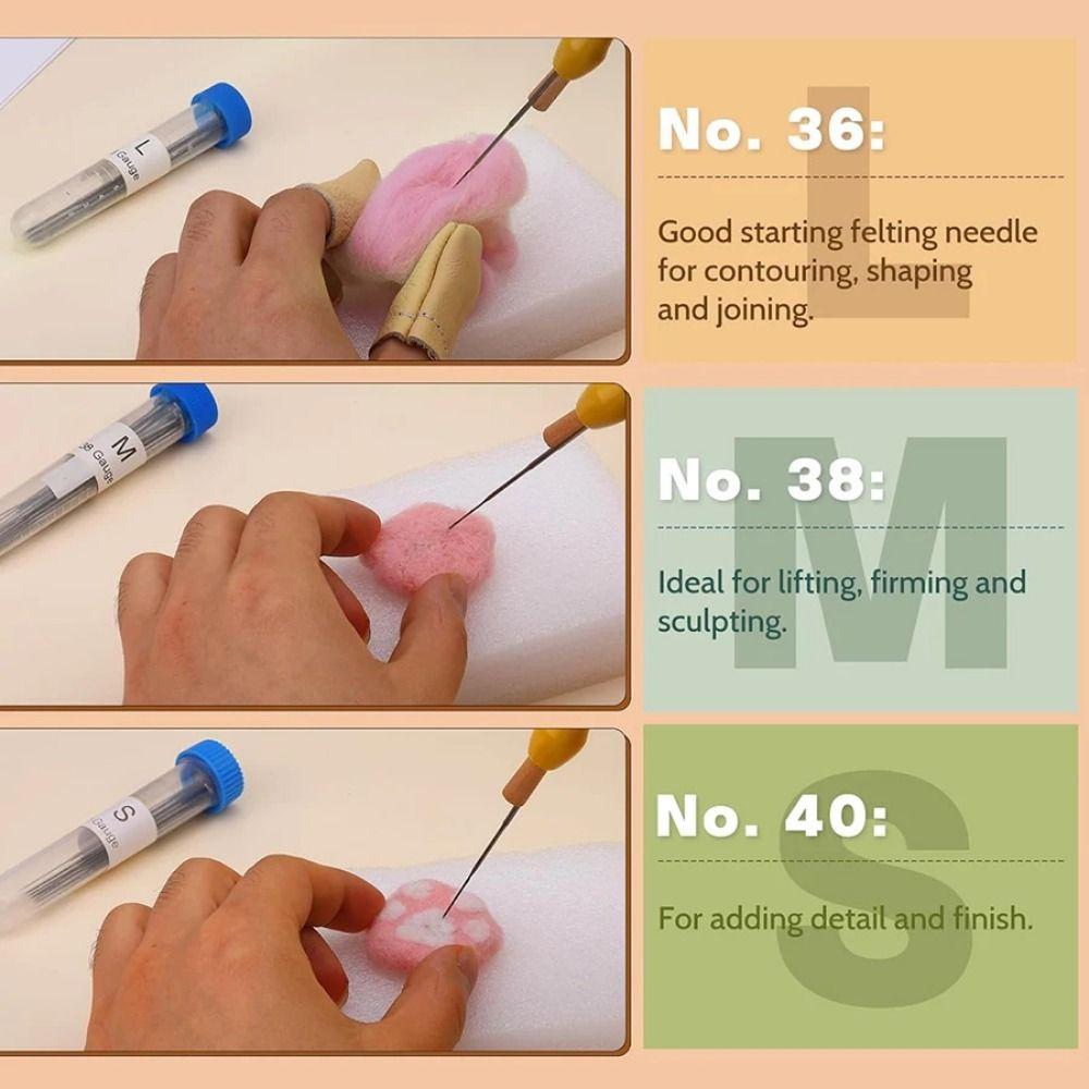 34Pcs/Set Wooden Handle Felting Needles with Bottle Creative Wool Felting Needles Kit  for Beginners