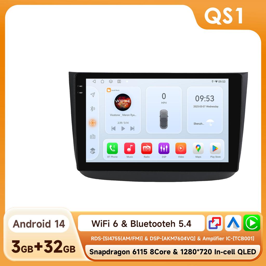 OSSURET Snapdragon Carplay Android for Mercedes Benz Vito 2 Viano W639 2003-2015 Intelligent Screen Video Player Car Radio Multimedia GPS Auto Stereo