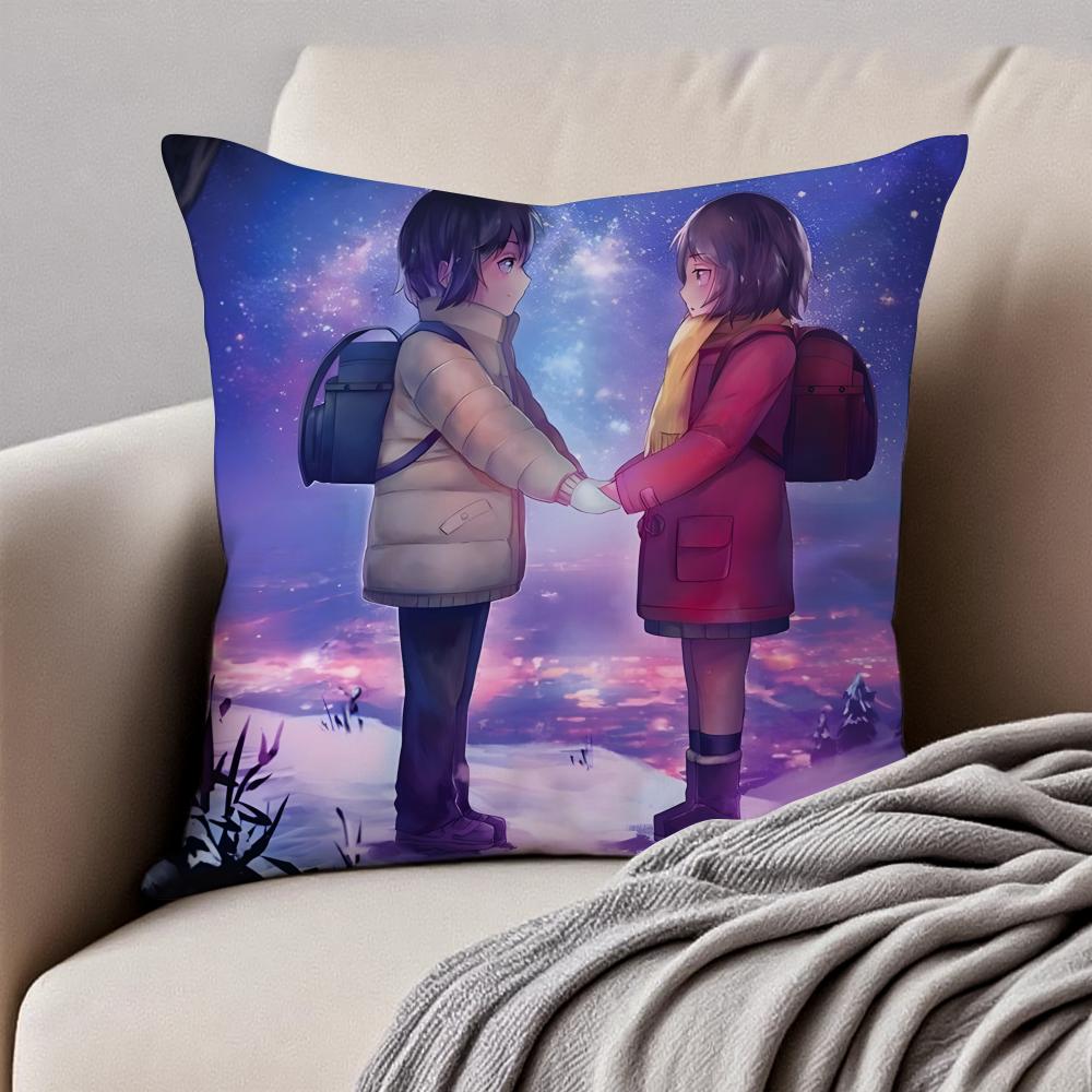 Romantic Mystery Japanese Anime EErased Cushion Cover Pillowcase Antidustmite Invisible Zipper Short Plush Sofa Cushion