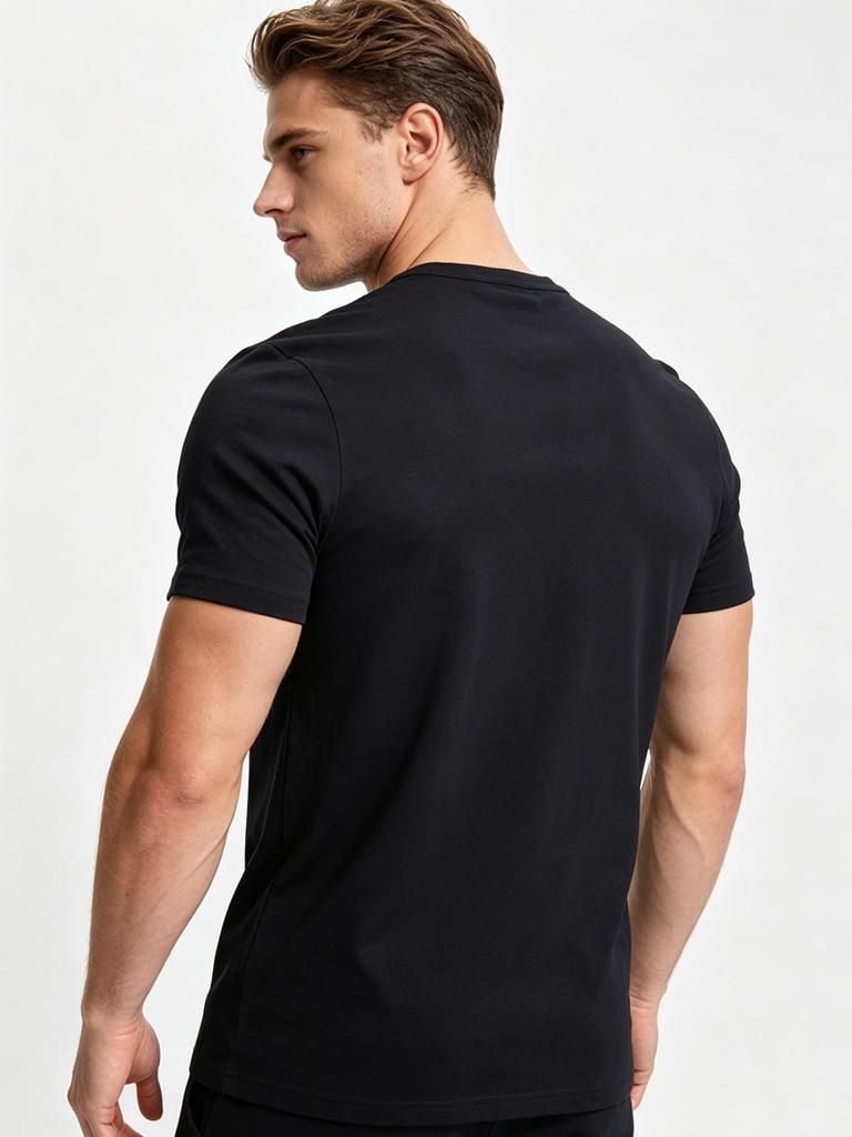 Men's Plus Size Henley T-Shirt (Up to 6XL) - 95% Cotton Short Sleeve Crew Neck Tee with Chest Logo - Big and Tall Casual Summer Top