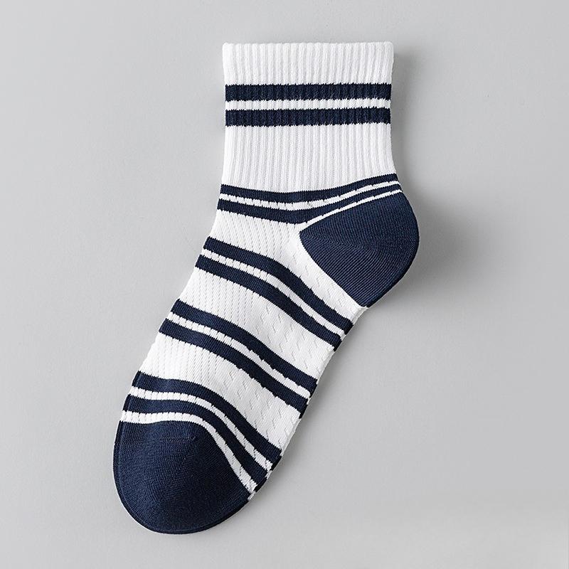 Men's Pure Cotton Summer Lightweight Antibacterial and Deodorizing Moisture-absorbing Breathable Mesh Sports Socks, Short Tube Style