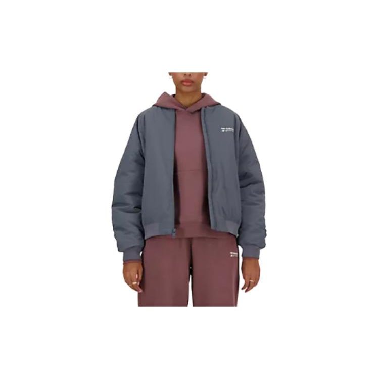 

New Balance Linear Heritage Woven Bomber Jacket With Alphanumeric Print And Zip Closure Women Jackets Graphite-Grey WJ33507-GT