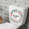 Small Floral with English Lettering Toilet Stickers, Waterproof Removable Self-Adhesive Bathroom Wall Decals