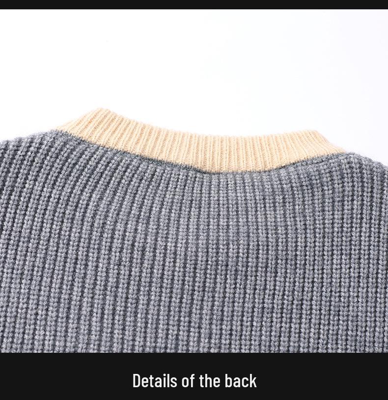 Men's Plush Knit Two-Piece Round Neck Pullover Sweater, Autumn/Winter Trend