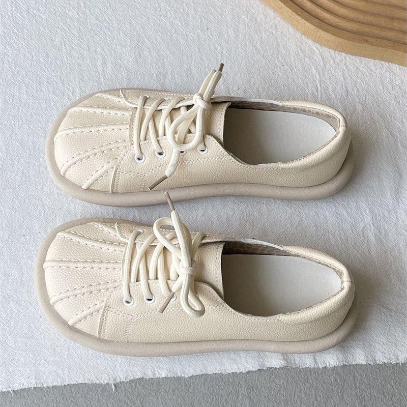 Autumn new lace-up shell head single shoes casual college style literary women's shoes flat-bottomed versatile small leather shoes women