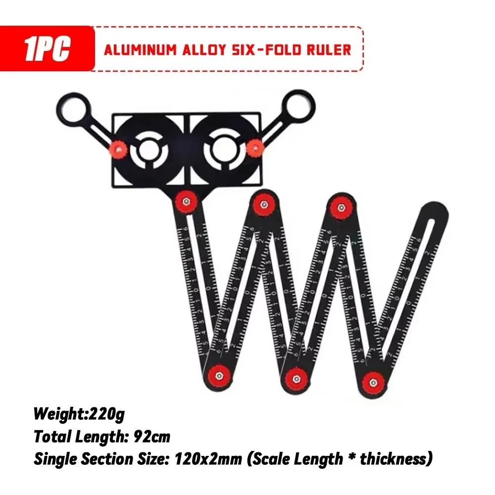 

1Pcs 6/9/12 Folds Multi Angle Ruler Finder Perforated Mold Aluminium Alloy Measuring Ruler Tile Hole Universal