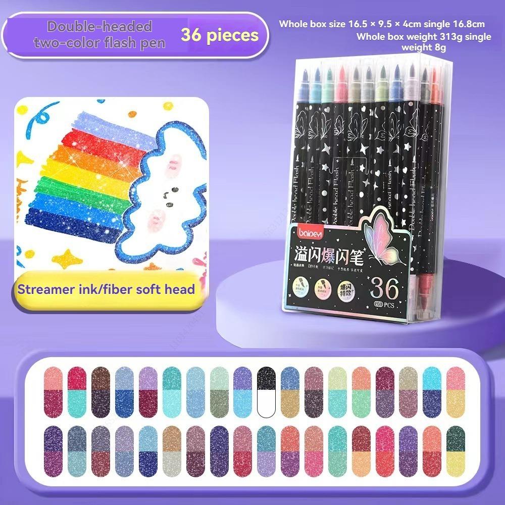 12/48/72/96 Colors Dual Brush Tip Glitter Art Markers Metallic Paint Marker Pens DIY Crafts Birthday Cards, Making Poster, Album