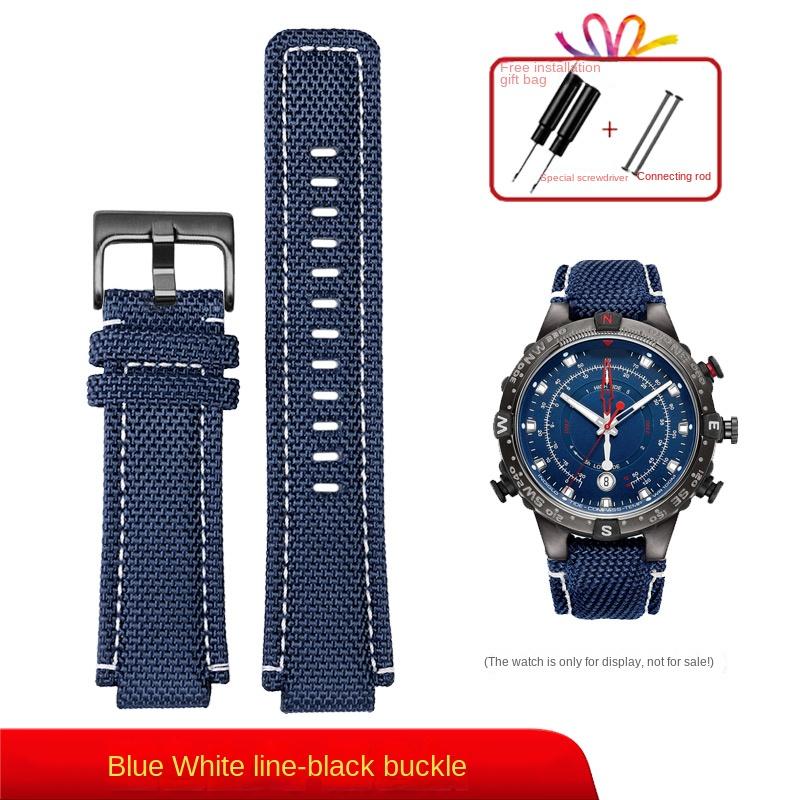 Sports canvas Watchband cowhide bottom For TIMEX T2N720 T2N721 TW2R55500 24*16mm Army green brown Men's Watch Strap Bracelet