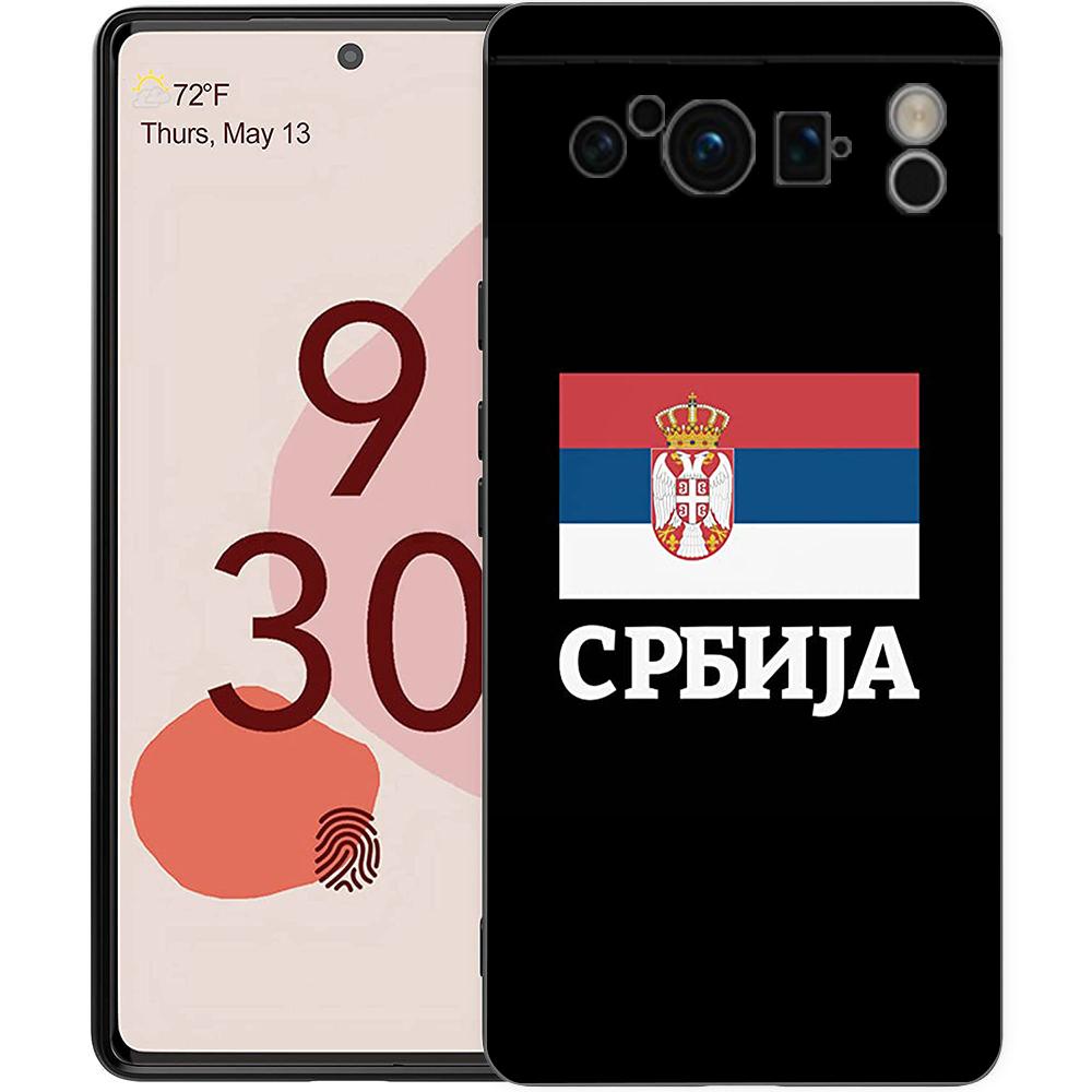 Serbien-Flagge für Google Pixel 8 7 6 Pro 6A 5G, schwarze Handyhülle, weiche, stoßfeste Rückseite, Silikon-TPU-Shell Coque