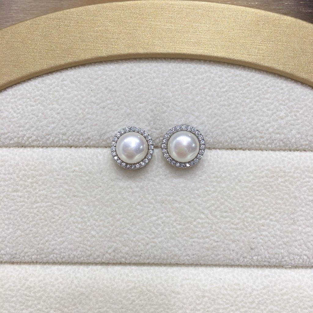 Earrings with Women's Micro Inlaid Zircon, High-end and Simple Round Earrings