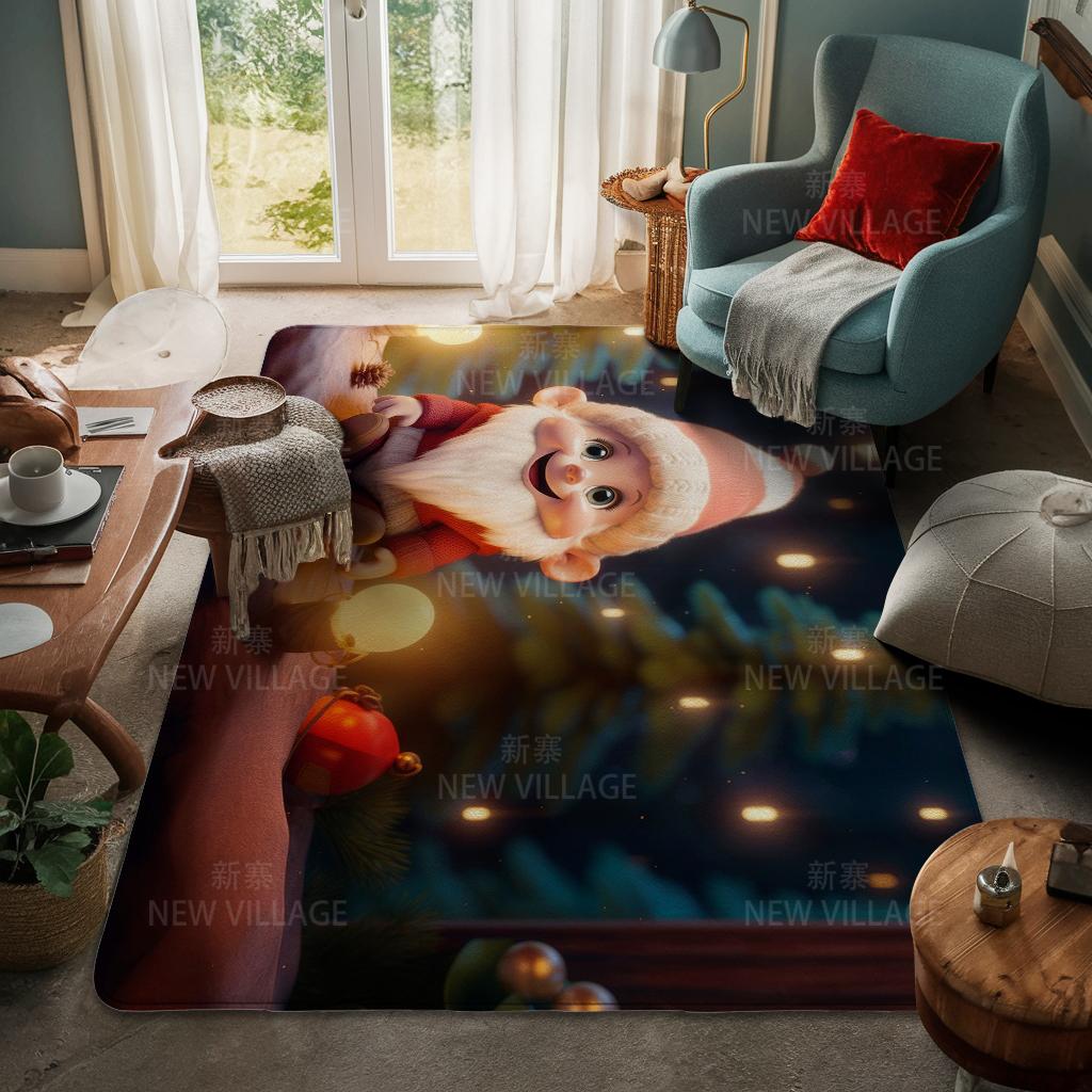 House Entrance Carpet Home Door Mat Living Room Bath Foot Bathroom Non-slip Water Absorption Rugs Bath Merry Christmas Winter