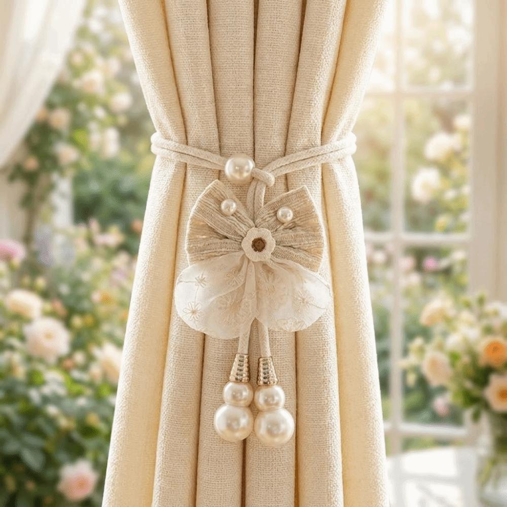 2PCS Romantic Window Curtain Tieback Adjustable Pearl Curtain Buckle Curtain Binding  Living Room