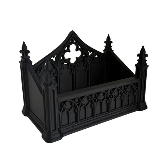 Business Souvenir Holder Gothic Dark Card Holder, 3D Printed Sturdy Organizer Stand, Black Desk for Office Home Desktop Professional Name