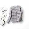 Mulheres Forro Duck Down Jacket O-neck Variável V-neck Feminino Outono Primavera Outono Sem Gola Leve Acolchoado Puffer Coat