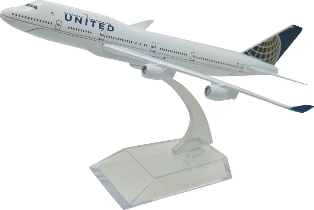 TANG DYNASTY 16cm United Airlines B747 Alloy Airplane Model Toy 1/400