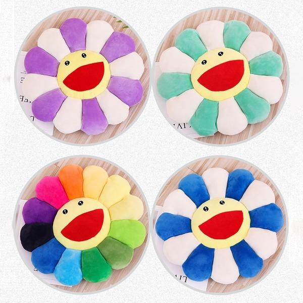 42cm Colorful Sun Flower Plush Toy Sunflower Stuffed Doll Cat Pet Cushion Mat Pillow Home Bedroom Shop Restaurant Decor