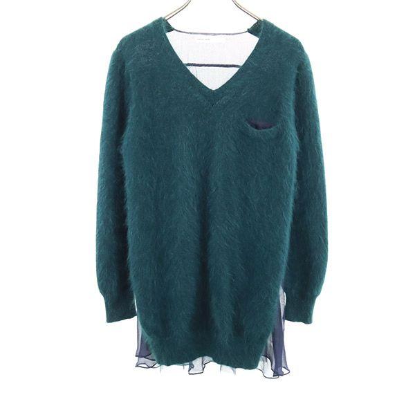 

sacai luck Long sleeve Switching V-neck sweater Green knit Women Used