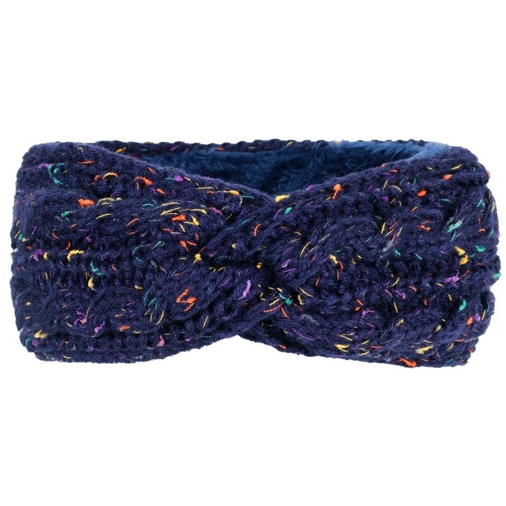 

New Autumn Winter Color Dot Headband Fleece Lined Knitted Wool Wide Headbands Thickened Warm Gift Turban Hair Scarf Girls Yoga темно-синього кольору