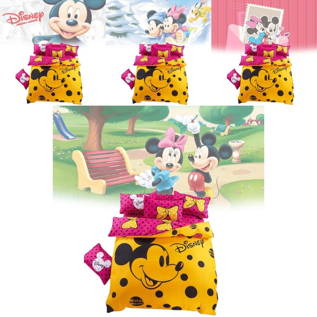 Mickey Mouse Kids Bedding Set With Long Staple Cotton Four Piece For Nursery And Toddler Room