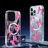 Custodia Trasparente Magnetica a Copertura Totale con Fiocco Rosa per iPhone 15/16/17 Pro Max