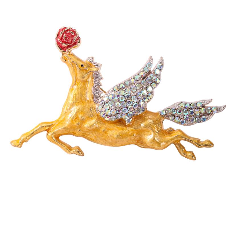 

Fashion Inlaid Rhinestone Zodiac Horse Brooches For Women Clothing Coat Accessries Gifts A4